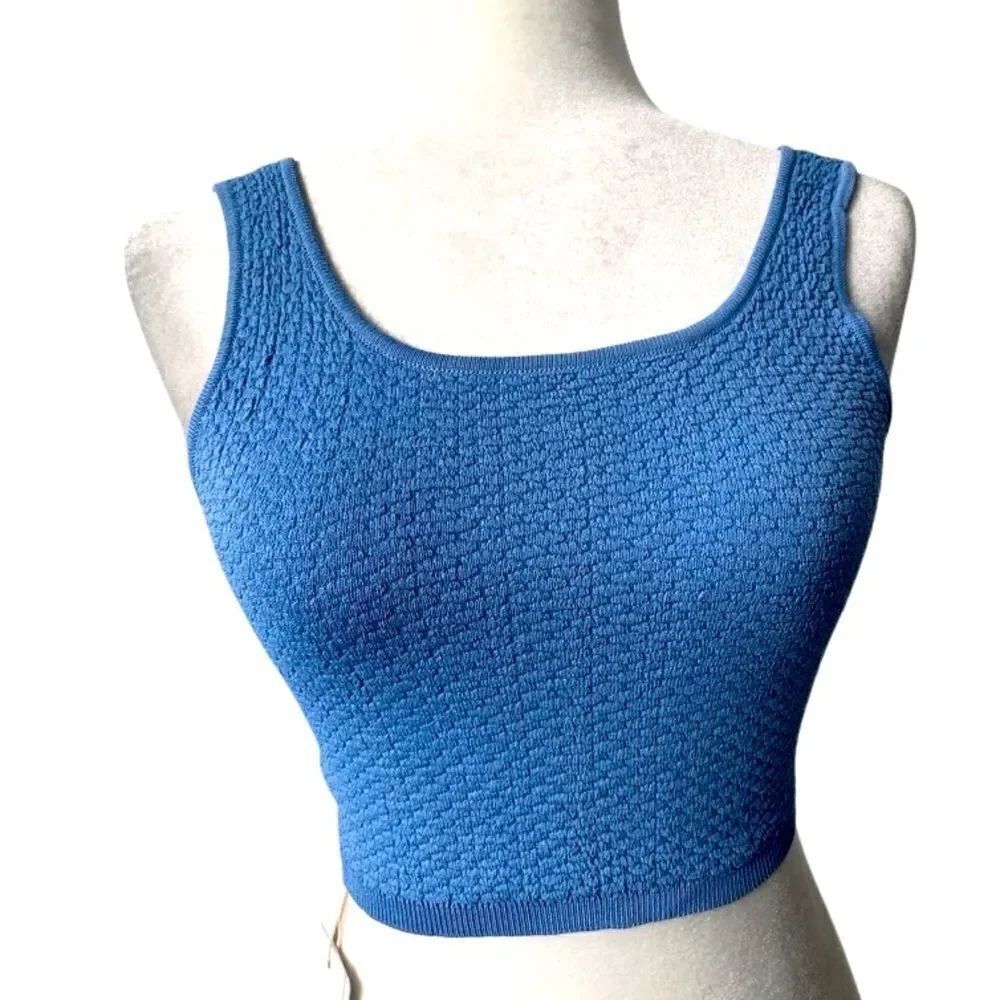 Commense Blue Cropped Top Sleeveless Stretchy SZ XS NEW